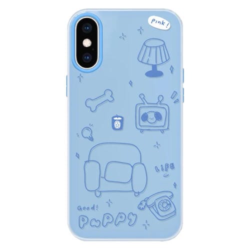 Funda híbrida TPU y Policarbonato iPhone X/Xs Tacto Sedoso (Puppy Blue)