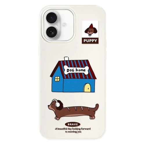 Funda híbrida TPU Policarbonato iPhone 16 Plus Tacto Sedoso (Casa de Perro Blanca)