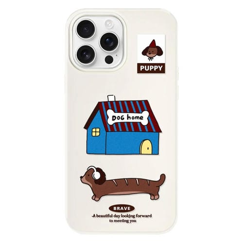Funda híbrida TPU y PC para iPhone 14 Pro Max con Tacto Agradable (Casa de Perro Blanca)