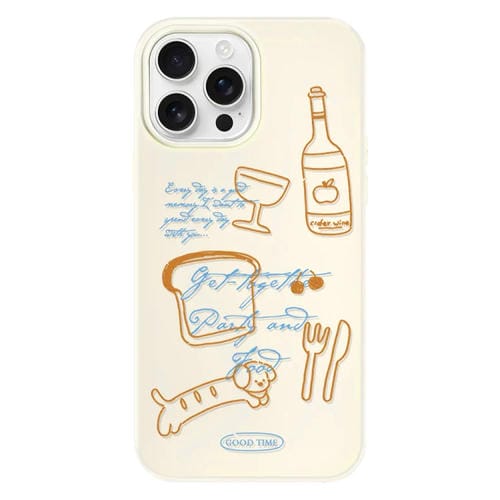 Funda híbrida TPU y PC iPhone 13 Pro Tacto Sedoso y Gelatinoso (Party Line Dog White)