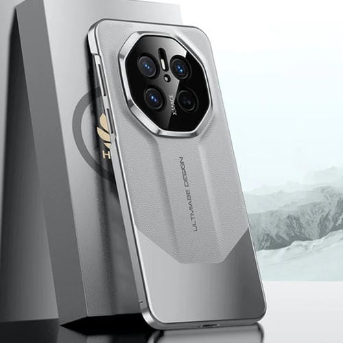 Funda para Teléfono Huawei Mate 70 con Diseño Imitación Galvanizada de Platino (Gris)