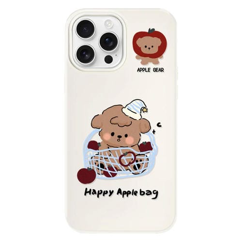 Funda híbrida TPU Policarbonato iPhone 14 Pro Max Canasta de Perros (Blanca)