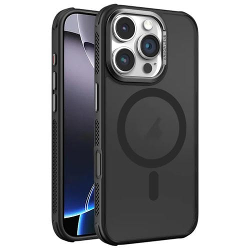 Estuche para Teléfono Magsafe Marco de Lente Metal Esmerilado Sensación de Piel Enfriamiento Lateral para iPhone 16 Pro Max (Negro)