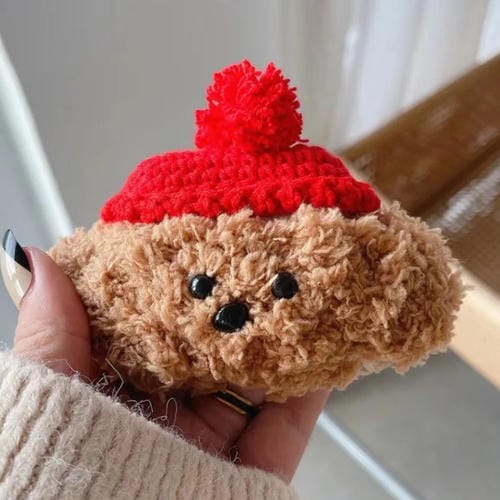 Funda Protectora Blanda Para Auriculares Airpods 4 (Cachorro con Sombrero Rojo)