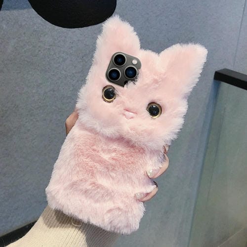 Funda para Teléfono iPhone 13 Pro Cobertura Total Gato Peluche 3D (Rosa)