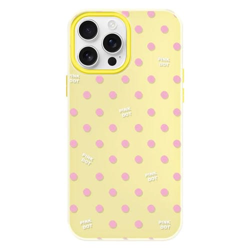 Funda híbrida TPU Policarbonato iPhone 16 Pro Max con Tacto Sedoso (Lunares Amarillos)