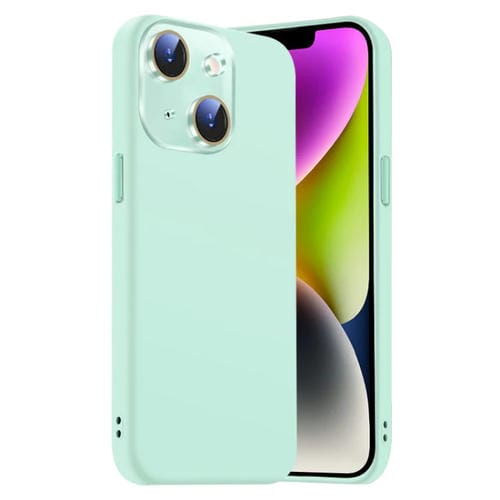 Funda de Silicona Líquida para iPhone 14 Plus con NanoLente (Cian Claro)