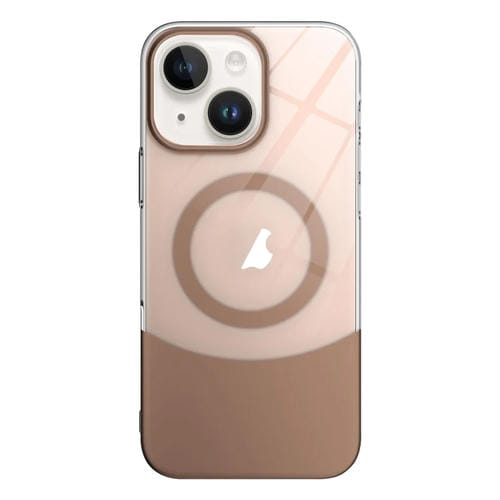 Funda para Teléfono PC Magsafe para iPhone 14 con Contraste de Color Delgado (Dorado)