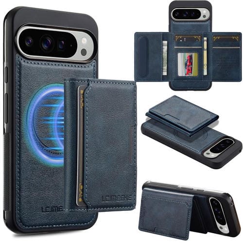 Funda para Google Pixel 10 Pro XL LC.IMEEKE L5 Series con tarjetero RFID desmontable y Magsafe (azul)