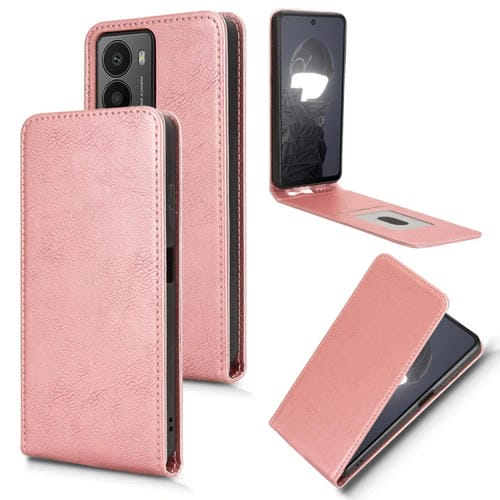 Funda de Cuero con Tapa Vertical Magnética para Teléfono Hmd Fusion 5G (Oro Rosa)
