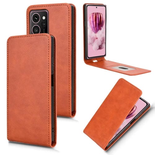 Funda de Cuero con Tapa Vertical Magnética para Teléfono Hmd Skyline 5G (Marrón)