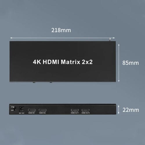 Conmutador de Matriz HDMI Measy Mt4322 4K 30 Hz 2 Entradas 2 Salidas Compatible con Conmutación sin Interrupciones (Negro) Enchufe Estadounidense