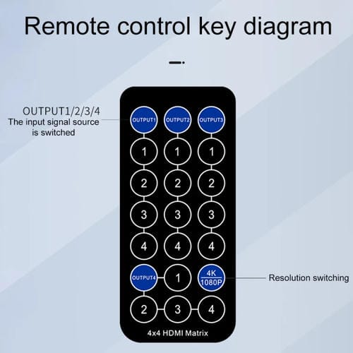 Conmutador de Matriz HDMI Measy Mt4344 4K 30 Hz 4 Entradas 4 Salidas Compatible con Conmutación sin Interrupciones (Negro) Enchufe de la UE