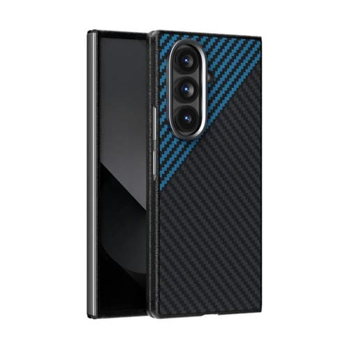 Funda de fibra de carbono ABEEL C para Samsung Galaxy Z Fold7 5G, con microrelieve 6D y MagSafe (negro y azul)
