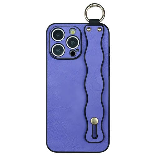 Funda de Teléfono TPU con Soporte de Pulsera Ondulado para iPhone 15 Pro Max (Morado)