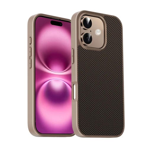 Funda para iPhone 16 Plus TPU y PC Serie Pita Función Protección (Dorada)