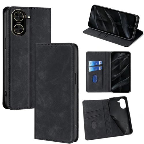 Funda de cuero magnética con textura de piel para Redmi A5 4G (171,7 mm) (negro)