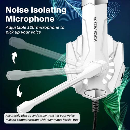 Auriculares Para Juegos Kotion Each G9000 Pro Supraurales Con Micrófono y Cable de 2,1 m (Blanco y Negro)