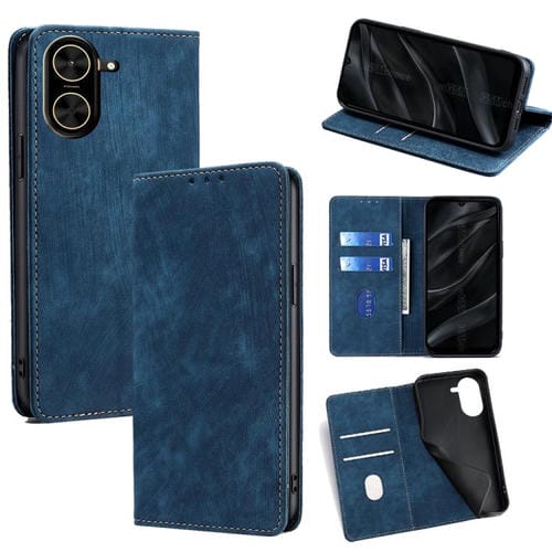 Funda de cuero magnética con cepillo antirrobo RFID para Redmi A5 4G (171,7 mm) (azul)