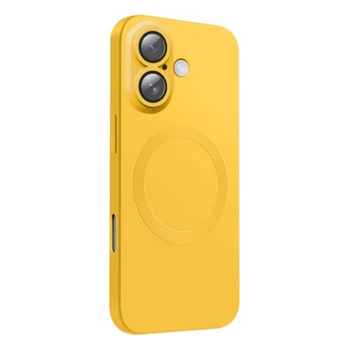 Funda de Silicona Líquida Magsafe para iPhone 16 con Textura de Cd (Amarillo Limón)