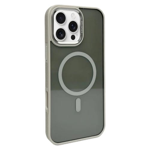 Funda para Teléfono Magsafe iPhone 16 Pro Max Marco de Lente de Metal (Gris)