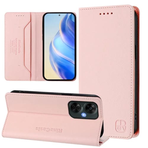 Funda de Cuero con Doble Pliegue y Succión Magnética para OnePlus Nord Ce 3 Lite/Nord N30 Rc01 (Rosa)