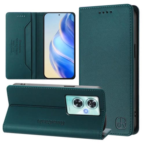 Funda de Cuero para OnePlus Nord N30 Se Rc01 con Doble Pliegue y Succión Magnética (Verde Oscuro)