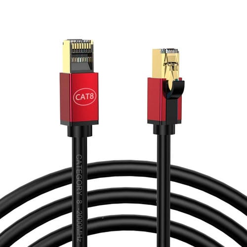 Cable de Red Cat8 10 Gigabit con Ancho de Banda de Fibra para Uso Doméstico de 0,5 M (Rojo)