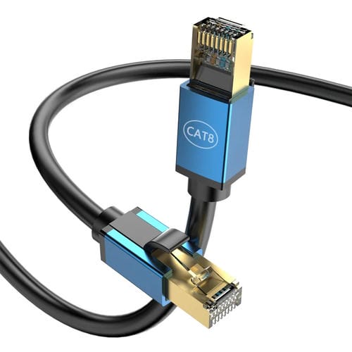 Cable de Red Cat8 10 Gigabit Ancho de Banda Fibra para Hogar 8 Metros (Azul)