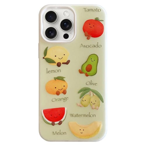 Funda híbrida TPU y PC iPhone 15 Pro a prueba de golpes con dibujos animados (Serie Fruit)