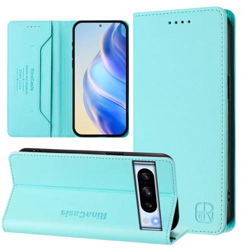 Funda de Cuero con Doble Pliegue y Succión Magnética Rfid para Google Pixel 8 Pro Rc01 (Verde Menta)