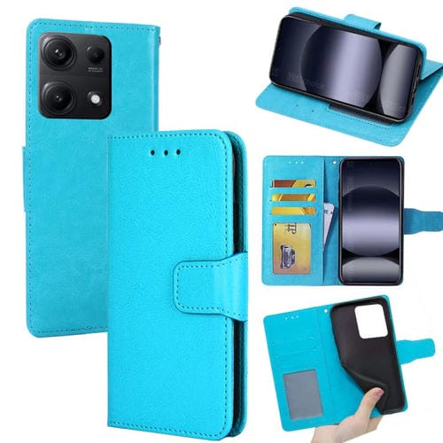 Funda de cuero con textura de cristal para Redmi Note 14S 4G (azul cielo)