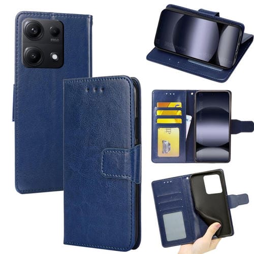 Funda de cuero con textura de cristal para Redmi Note 14S 4G (azul real)