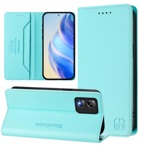 Funda de Cuero Rfid Boost Mobile Celero 5G Sc/Sn339D Rc01 con Doble Pliegue y Succión Magnética (Verde Menta)