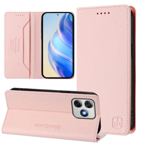 Funda de Cuero para Ulefone Note 18 Ultra 5G Rc01 con Doble Pliegue y Succión Magnética (Rosa)
