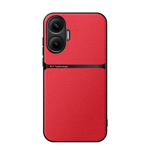 Funda magnética de cuero Litchi para Redmi Turbo 4 Pro, con cobertura total, a prueba de golpes (roja)