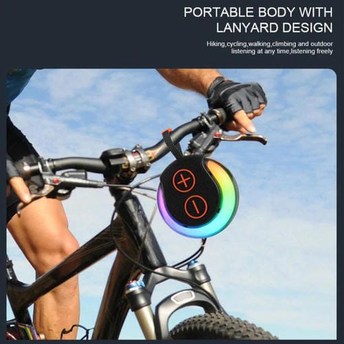 Altavoz Bluetooth portátil Subwoofer de escritorio con luz RGB para exteriores (Negro)