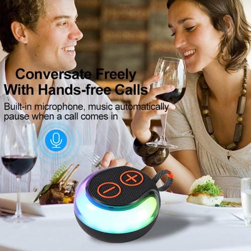 Altavoz Bluetooth portátil Subwoofer de escritorio con luz RGB para exteriores (Negro)