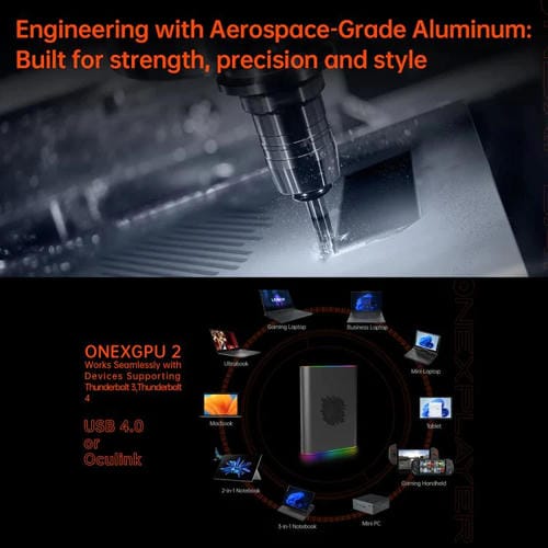 Base de Expansión Portátil One-Netbook Onexgpu2 con AMD Radeon RX 7800M de 12 Gb (Enchufe Estadounidense)