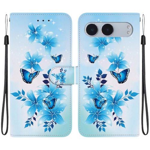 Funda de Cuero para OnePlus Nord 4 con Dibujo de Colores y Textura de Cristal (Mariposas Azules)