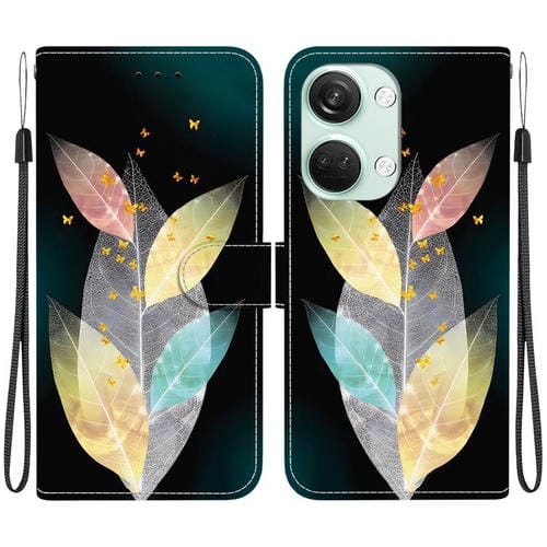 Funda de Cuero OnePlus Ace 2V 5G y Nord 3 con Dibujo de Colores y Textura de Cristal (Hojas de Colores)