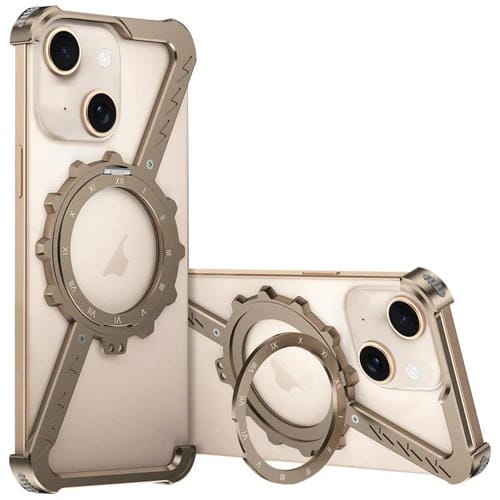 Funda para Teléfono Metal iPhone 14 Magsafe Soporte 360 Forma de Z (Dorado del Desierto)