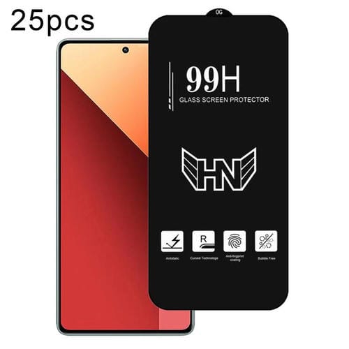Para Redmi Note 13 Pro 4G 25 Piezas de Película de Vidrio Templado de Pantalla Completa de Arco Grande de Aluminio Alto