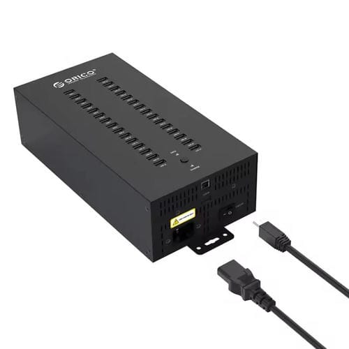 Concentrador USB 2.0 Orico IH30P de Grado Industrial de 30 Puertos con Enchufe Británico (Negro)
