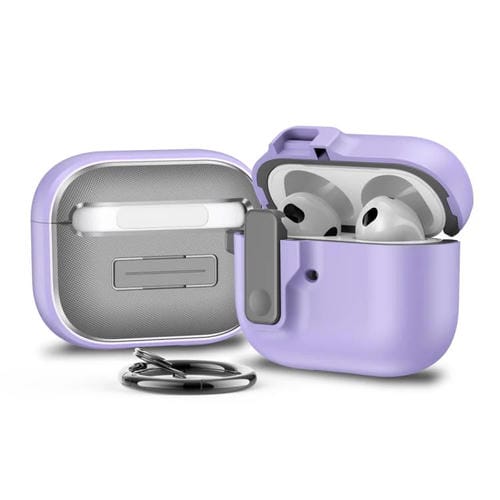 Funda Protectora Auriculares Bluetooth Airpods 3 Bloqueo Automático (Morado)