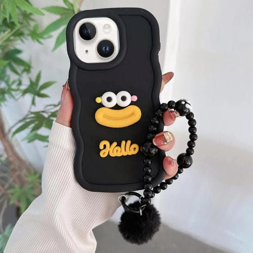 Funda TPU iPhone 14 Boca de Salchicha Cadena de Cuentas (Negra)