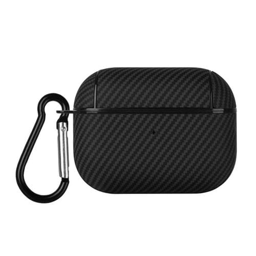 Estuche para Auriculares AirPods Pro con Textura Fibra de Carbono y PU con Gancho (Negro)