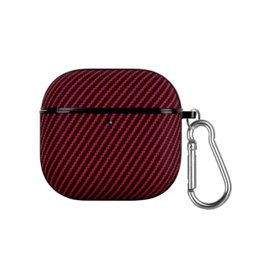 Estuche para Auriculares Poliuretano Textura Fibra Airpods 4 con Gancho (Rojo)