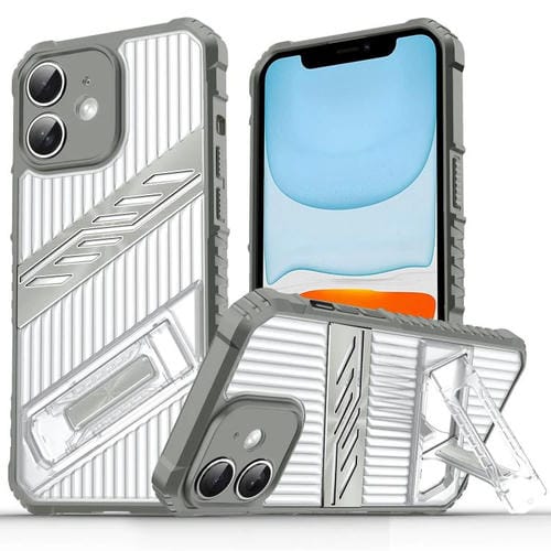 Funda híbrida TPU para iPhone 11 con soporte para PC (Gris Espacial)