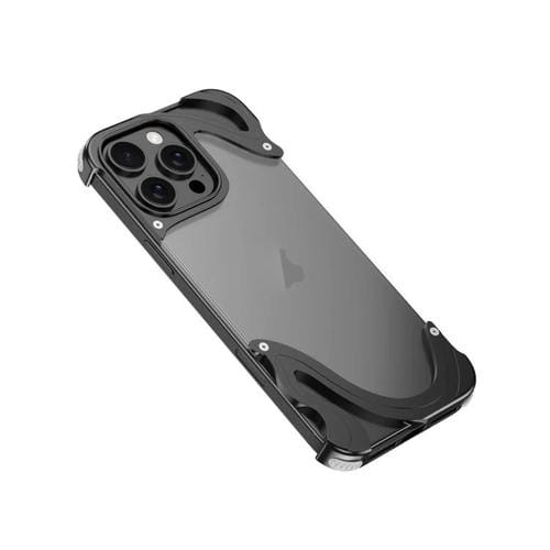 Funda para iPhone 16 Pro Max Panel Trasero Transparente Híbrido PC y Metal Dolphin (Negro)